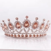 Milisente Queen Crowns For Women Large Crystal Bridal Wedding Tiaras With Sparkling Rhinestones(Rose Gold)